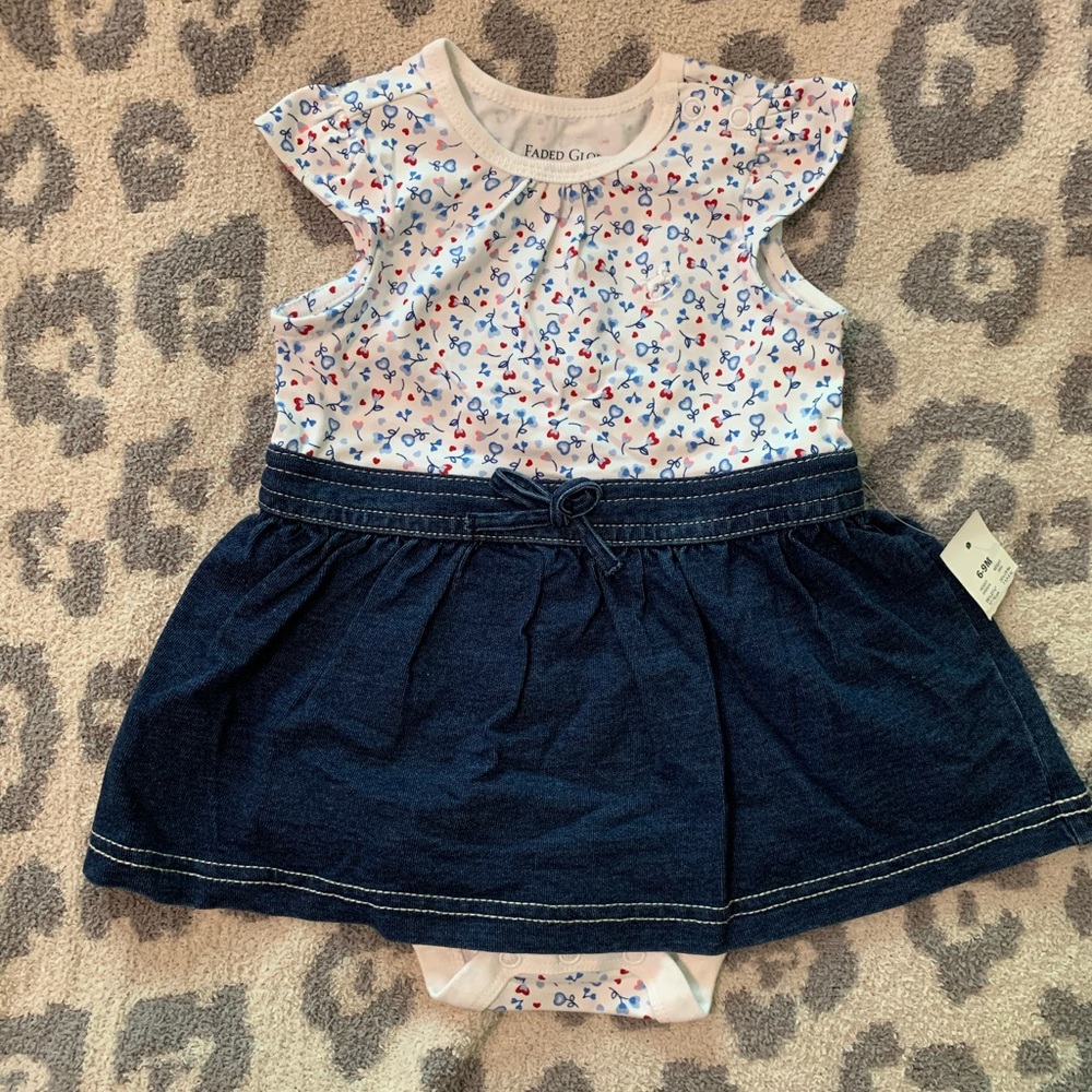 🆕 nwt baby girl skirted onesie dress 6 9 month
